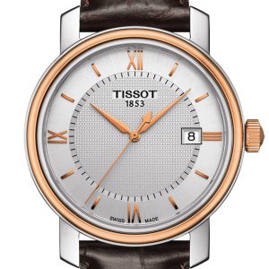 Tissot Bridgeport Silver Dial Brown Leather Band watch T0974102603800