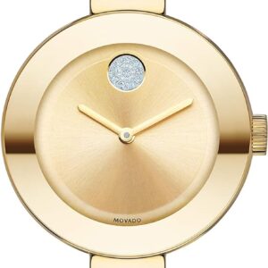 Movado Women’s BOLD Bangles Yellow Gold Watch with a Flat Dot Sunray Dial, Gold Model 3600201