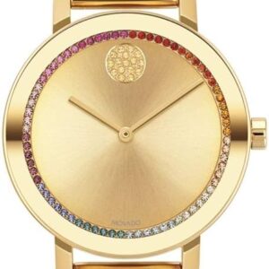 Movado Bold Evolution Yellow Gold Dial Mesh Steel Women’s Watch 3600699