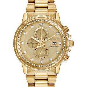 Citizen Eco Drive Nihgthawk Gold Tone Crystal Watch FB3002-53P