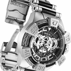 Invicta Men’s Shaq Swiss Quartz Watch with Stainless Steel, Carbon Fiber Strap, Silver & Black Model: 33676