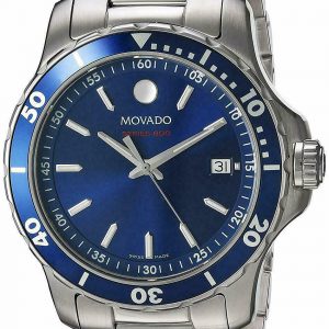 Movado Mens Series 800 Blue Dial Stainless Steel Swiss Quartz Watch 2600137
