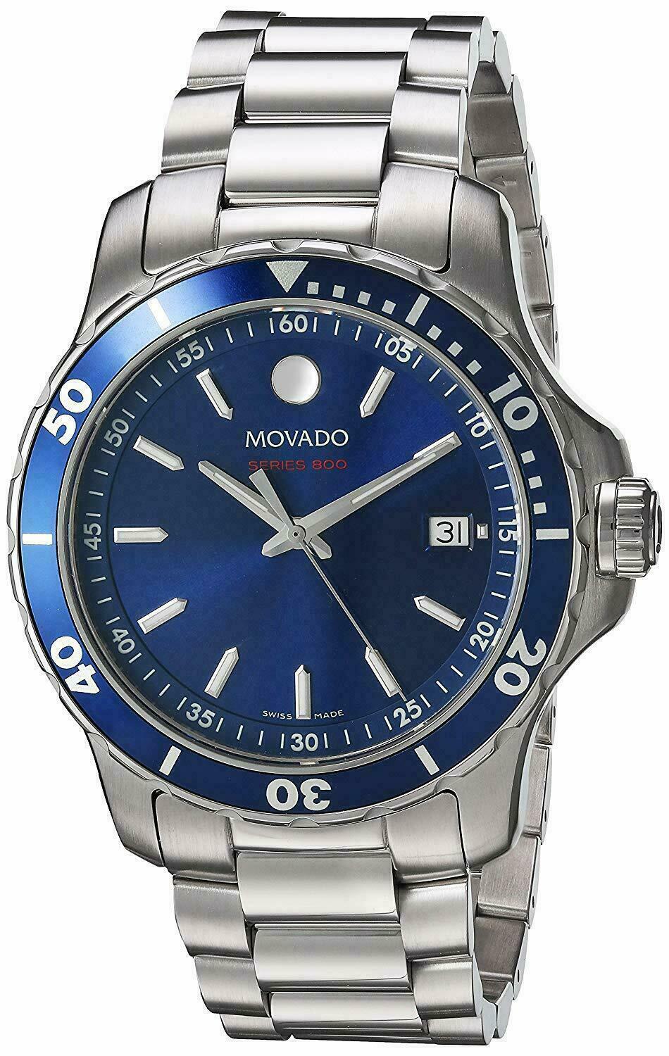 Jacksonville Quartz Blue Stainless Series Watches Watch Elegant 2600137 Florida Dial – Swiss Steel Movado Mens 800