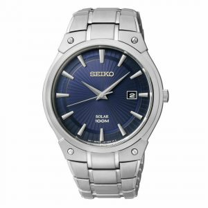 Seiko Men’s Solar Dress Blue Dial Stainless Steel Silver-Tone Watch SNE323
