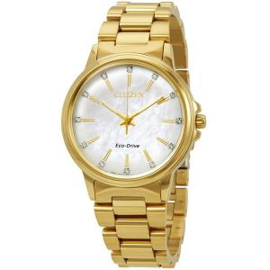 Citizen Eco-Drive Chandler Women’s Crystal Dial Gold-Tone 37mm Watch FE7032-51D