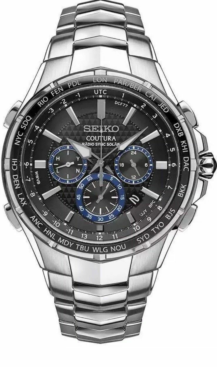 Seiko Men's Coutura Radio Sync Solar Chronograph Stainless Watch SSG009 –  Elegant Watches Jacksonville Florida