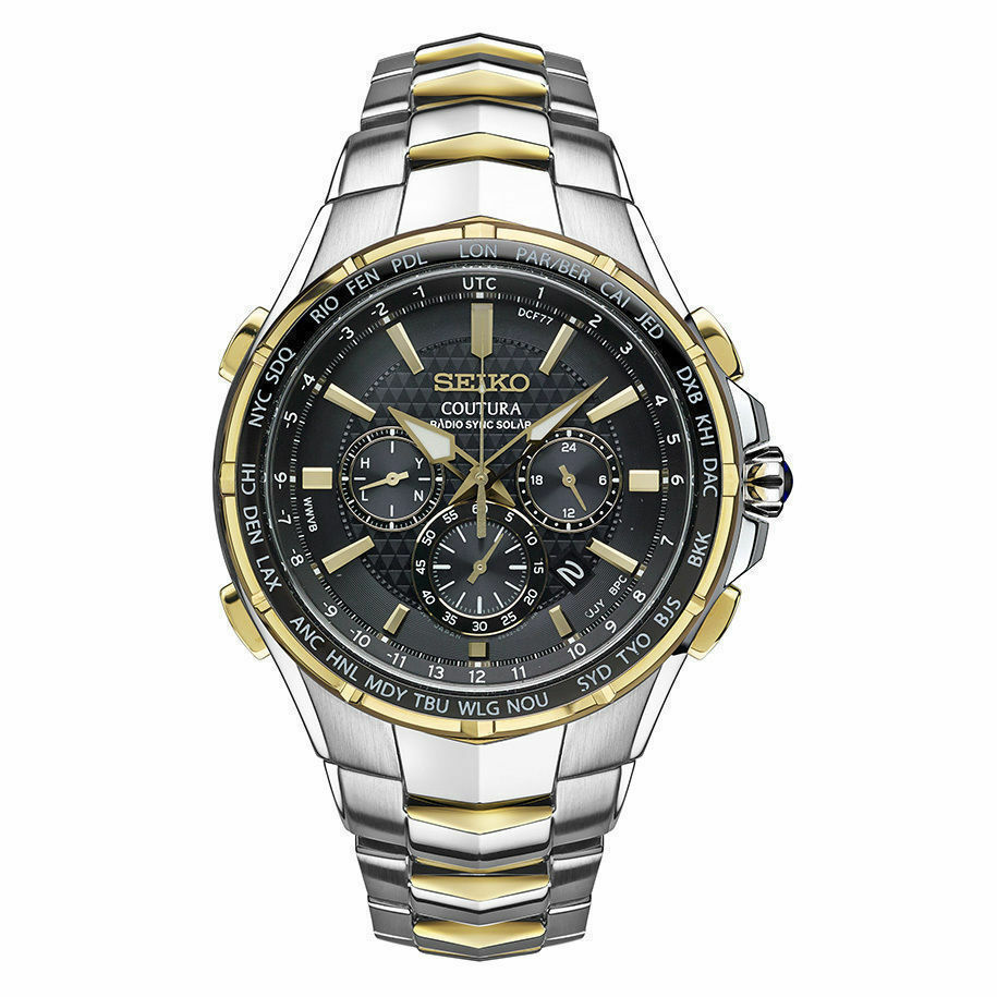 Seiko Men's Coutura Radio Sync Solar Chronograph Two Tone Steel Watch  SSG010 – Elegant Watches Jacksonville Florida