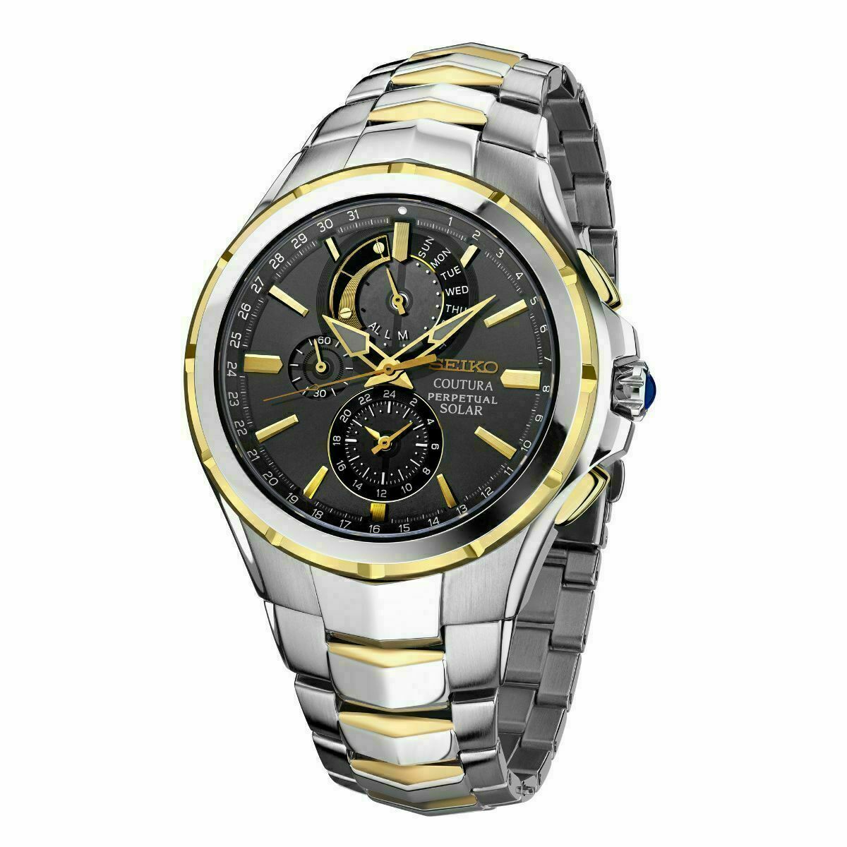 Seiko Men's Solar Coutura Perpetual Chronograph Two Tone Watch SSC376 –  Elegant Watches Jacksonville Florida