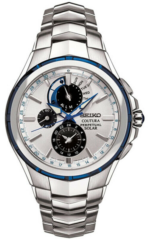 Seiko Men's Coutura Solar Perpetual Calendar 100m Stainless Steel Watch  SSC787 – Elegant Watches Jacksonville Florida