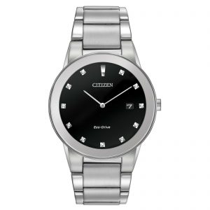 Citizen Eco-Drive Men’s Axiom Diamond Accents Silver-Tone 40mm Watch AU1060-51G