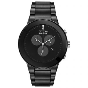 Citizen Eco-Drive Men’s Axiom Chronograph Black Bracelet 43mm Watch AT2245-57E