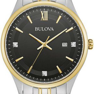 Bulova  Men’s Two Tone Stainless Steel Jubilee Band Black Dial Casual Dress Watch 98D160