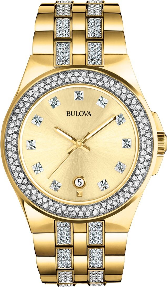 Bulova Men’s Quartz Swarovski Crystal Accents Date Calendar 42mm Watch ...