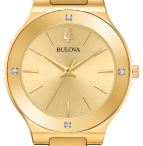 Bulova Men’s Futuro Gold Tone Dial Gold Tone Stainless Steel Watch 97E100