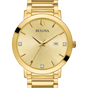 Bulova Classic Futuro Diamond Stainless Steel Gold Dial Men’s Watch 97D115
