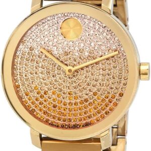 Movado Bold Evolution Quartz Gold Tone Crystal Pave Dial Ladies Watch 3600931
