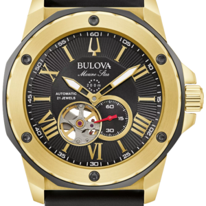 Bulova Marine Star Silicone Strap Gold Tone Automatic Men’s Watch 98A272