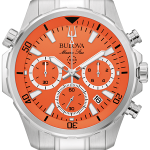 Bulova Marine Star Orange Dial Stainless Steel Men’s Watch 96B395