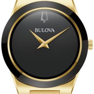 Bulova Millennia Black Dial Gold Tone Stainless Steel Men’s Watch 97A183