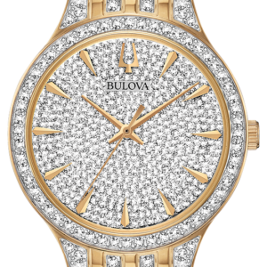 Bulova Phantom Silver Gold Crystal Men’s Watch 98A229