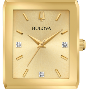 Bulova Futuro Quadra Diamond Accent Gold Tone Watch 97D120