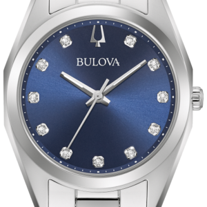 Bulova Surveyor Blue Dial Stainless Steel Bracelet Ladies Watch 96P229
