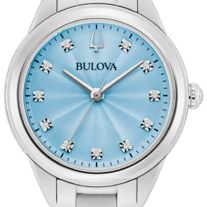 Bulova Sutton Pastel Blue Dial Stainless Steel Crystal Ladies Watch 96P250