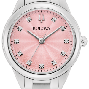 Bulova Classic Sutton Pink Face Crystal Ladies Watch 96P249