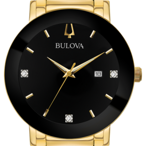 Bulova Futuro Gold Diamond Black Dial Modern Men’s Watch 97D116