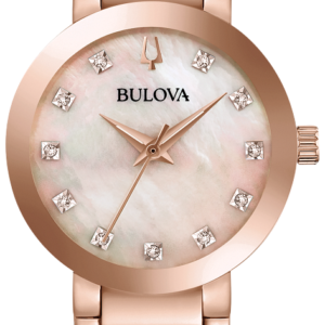 Bulova Futuro Diamond Rose Gold Tone Stainless Steel Ladies Watch 97P132