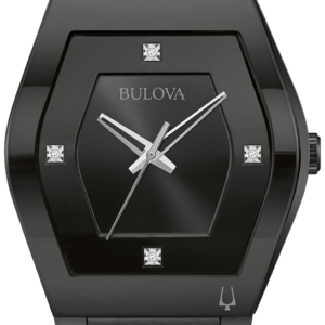 Bulova Gemini Black Dial Black Stainless Steel Bracelet Men’s Watch 98D177