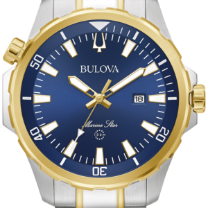 Bulova Marine Star Blue Dial Stainless Steel Bracelet Men’s Watch 98B38