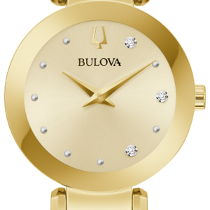 Bulova Marc Anthony Modern Gold Tone Diamond Stainless Steel Bangle Watch 97P164