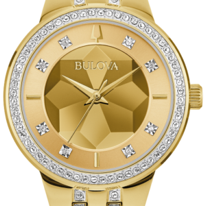 Bulova Phantom Champagne Dial Gold Tone Steel Bracelet Ladies Watch 97L176