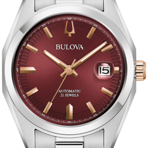 Bulova Surveyor Automatic Burgundy Dial Stainless Steel Bracelet Men’s Watch 98B422