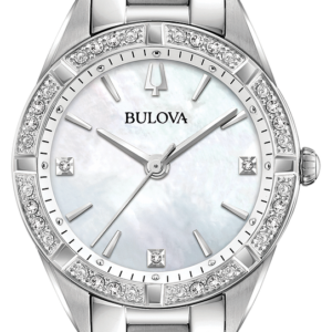 Bulova Sutton White Mother-of-Pearl Dial Silver Tone Ladies Watch 96R228