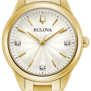 Bulova Sutton Gold Tone Silver Face Stainless Steel Bracelet Ladies Watch 97P150