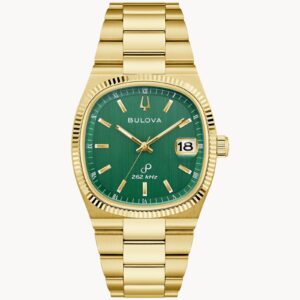 Bulova Super Seville precisionist Gold Tone Green Face Men’s Watch 97A153